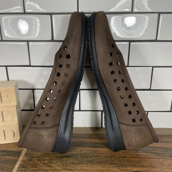 Mephisto Francia Women's Size 7 Shoes Brown Nubuck Air Jet Slip On Cut Out Flats - Picture 5 of 12